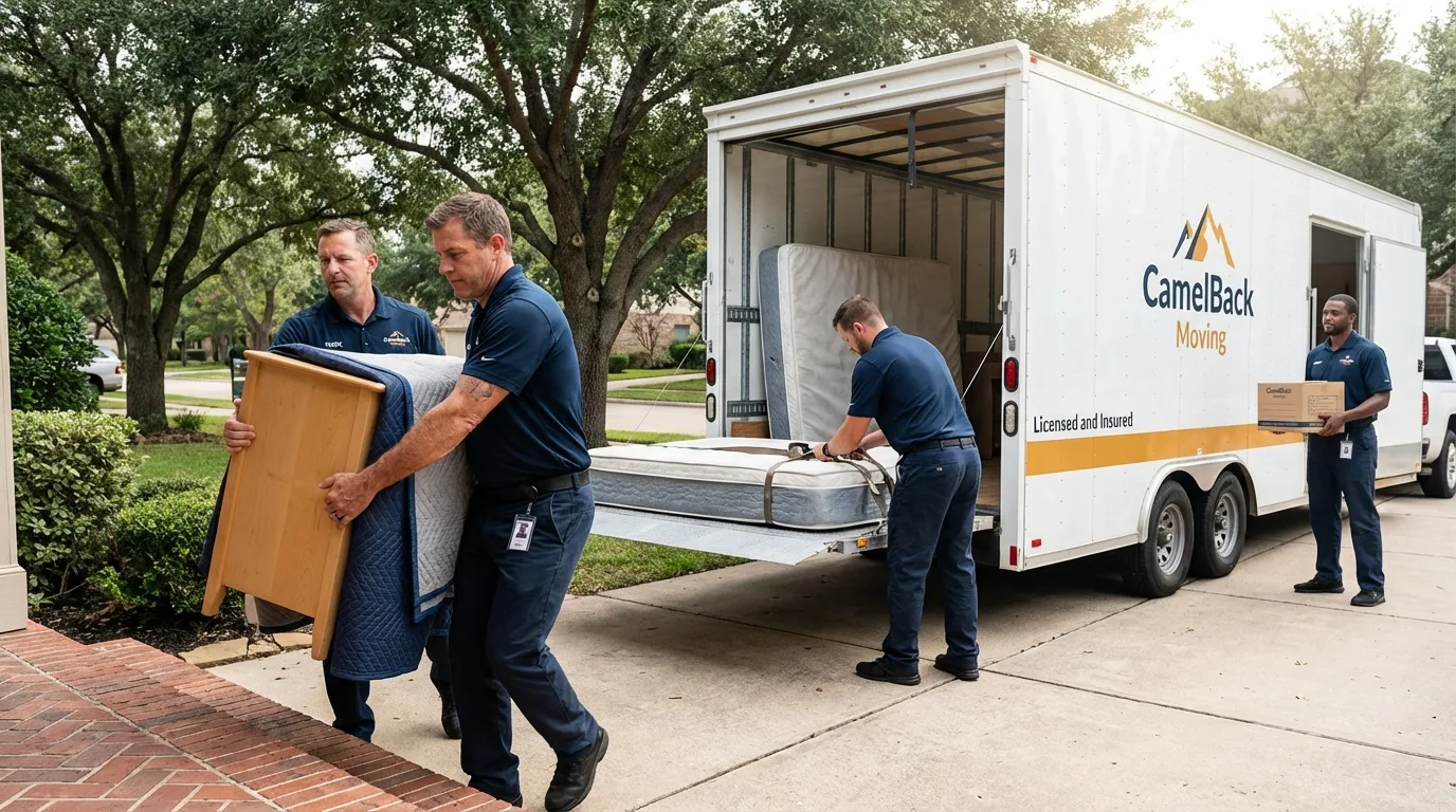 Crew loading residential truck for cross-state move from Roseland, LA