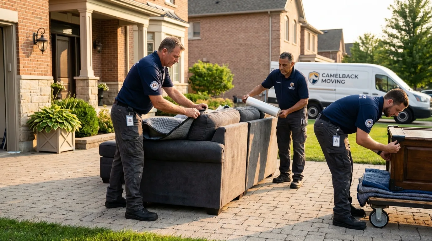 Large estate moving crew wrapping furniture in Roseland, LA